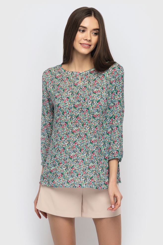 Квіткова блуза з французького штапелю