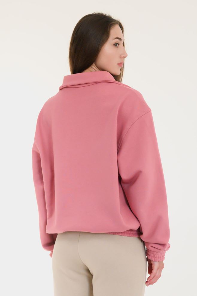 Світшот на блискавці з італійського трикотажу Powder Pink