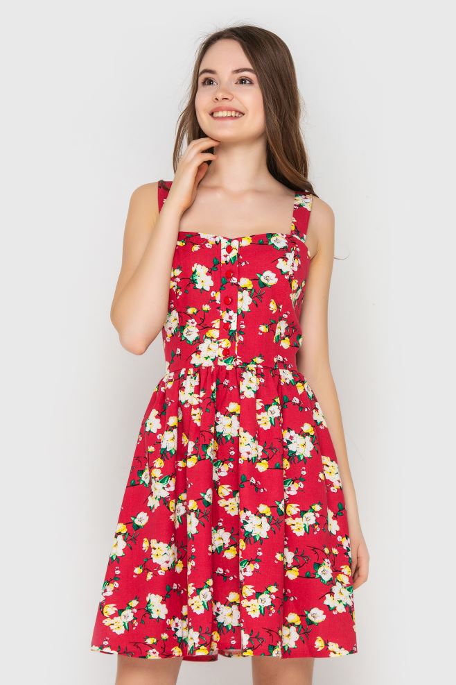 Сукня міні червона у квіти маямі