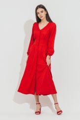 Сукня червона з гудзиками міді