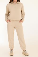 Костюм з італійського трикотажу Latte Beige: світшот з коміром і штани