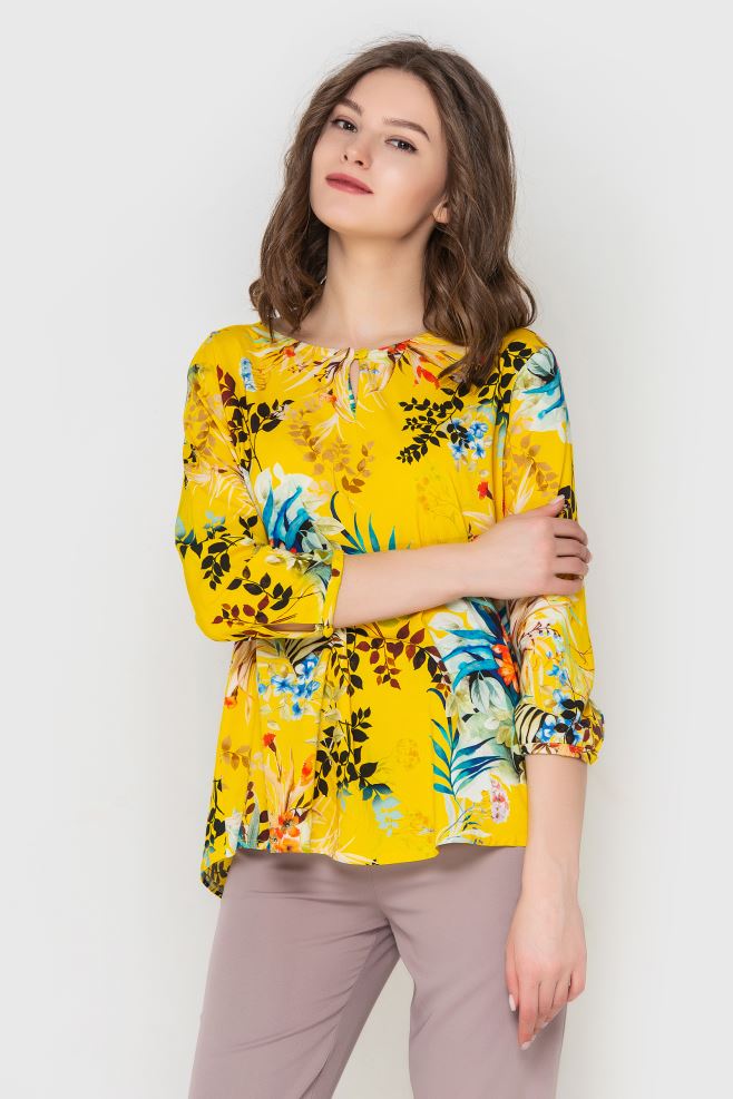 Блуза жовта у квіти