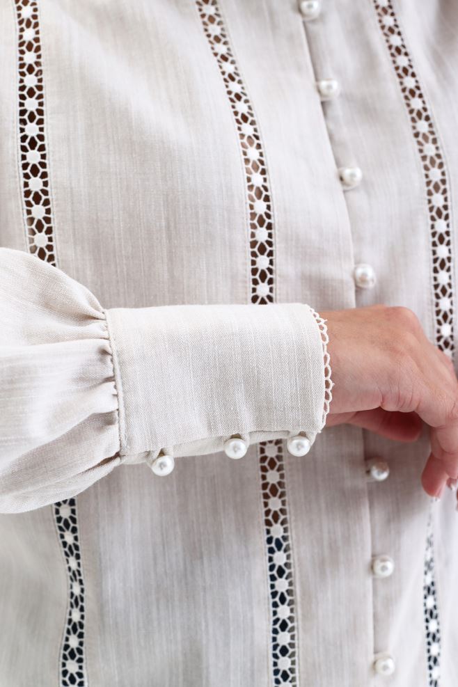 Блуза з молочним мереживом з італійського льону-бавовни