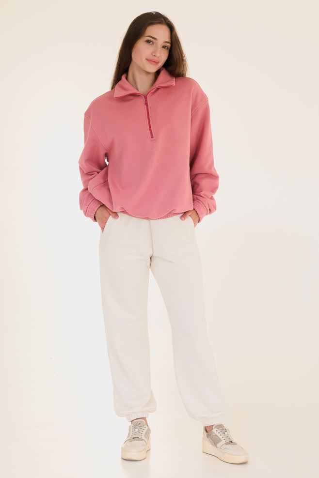 Костюм з італійського трикотажу: Powder Pink світшот і Soft Milk штани