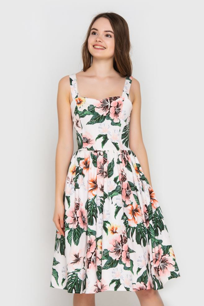 Сукня міді рожеві квіти з італійського котону Limited