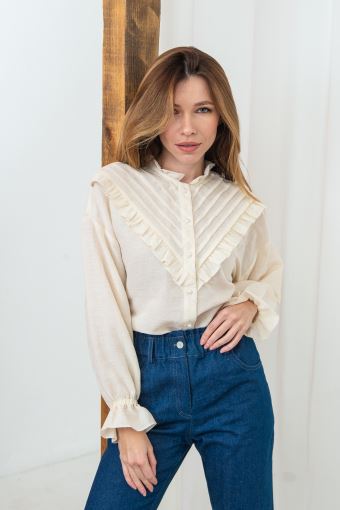 Блуза з защипами з італійської льон-віскози