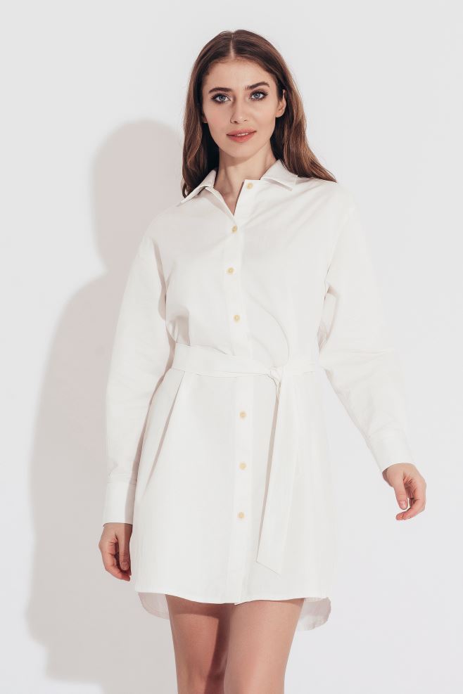 Біла сукня-сорочка з італійської бавовни