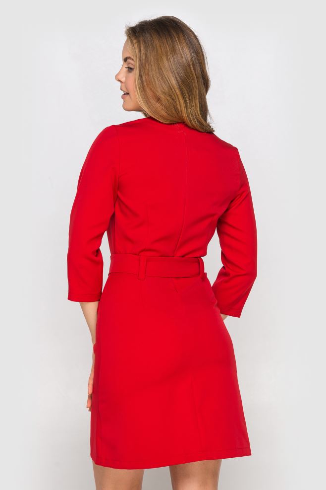 Червона сукня міні приталена з паском