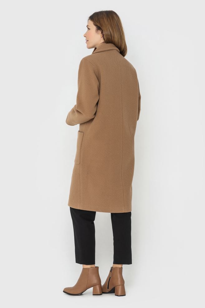 Кемел пальто на 2 гудзики з італійської фактурної шерсті