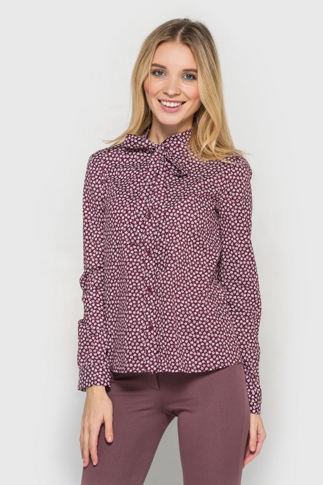 Блуза жіноча (блузка) бордо принт