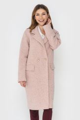 Рожеве пальто на 2 гудзики з фактурної італійської шерсті