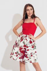 Сукня міні з червоним верхом і квітковим низом з італійського котону