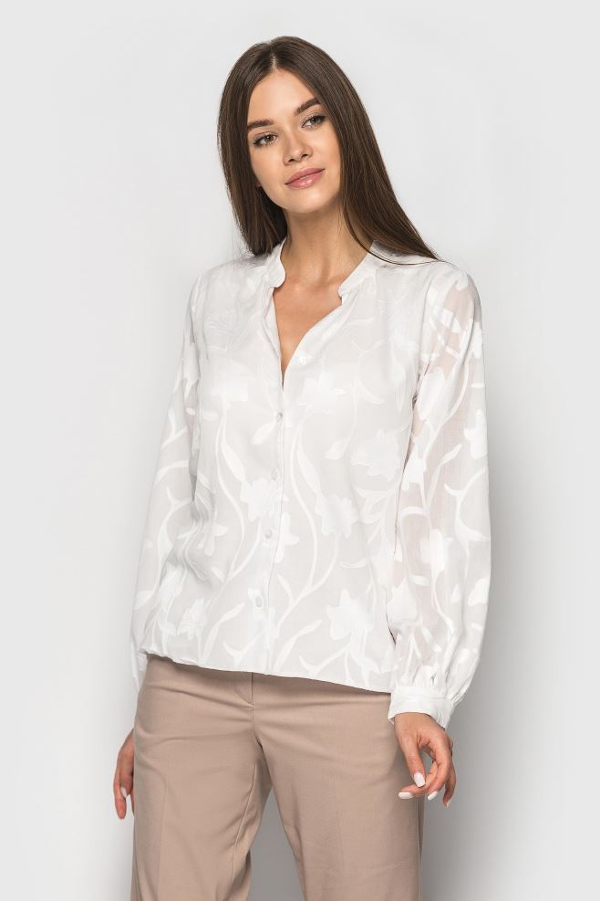 Біла блуза з фактурної італійської бавовни