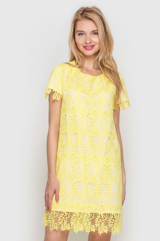 Сукня жовта з мережива