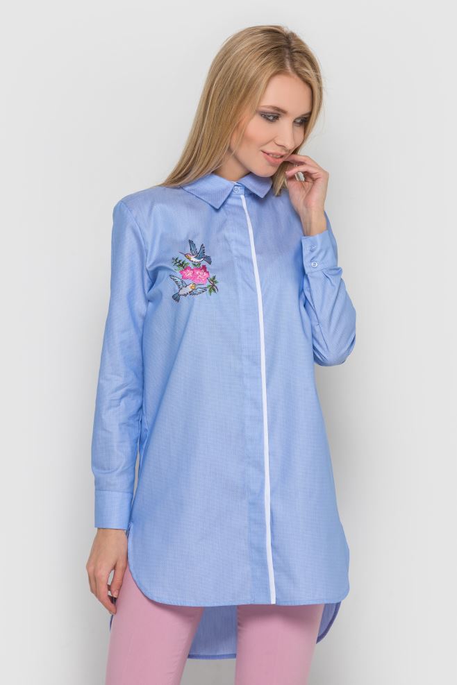 Блуза жіноча (блузка) асиметрична з вишивкою