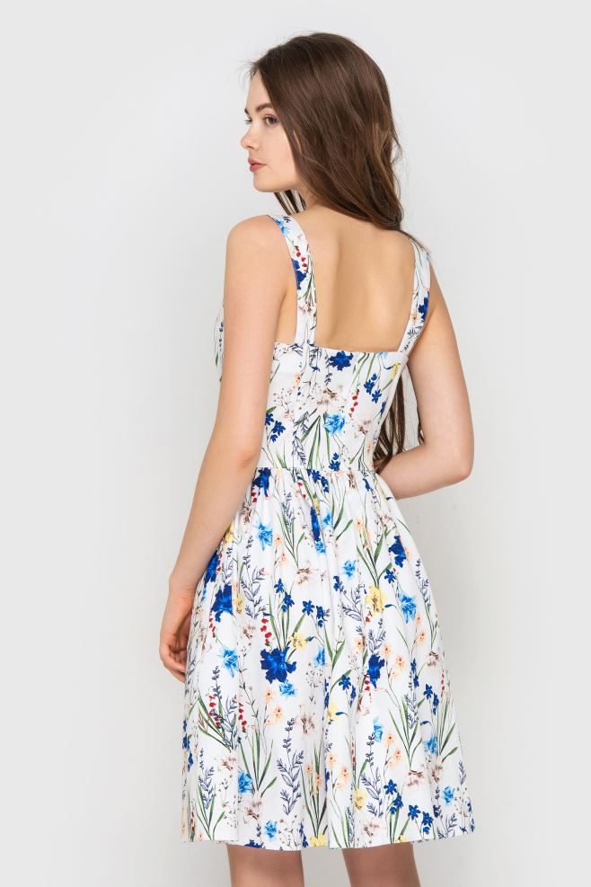 Сукня міні у сині квіти з італійського котону Limited