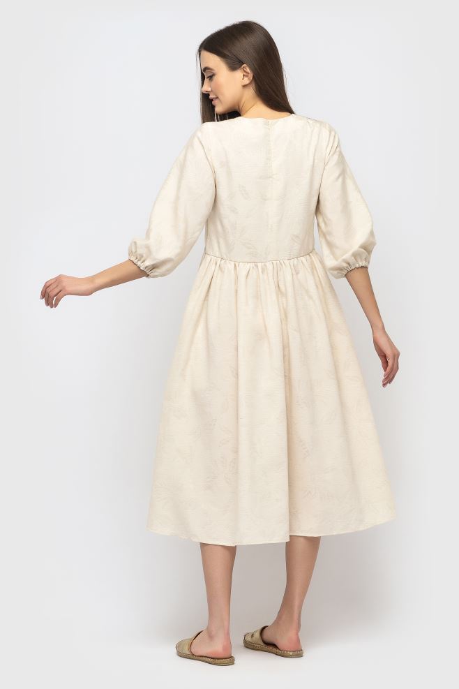 Молочна сукня з імітацією вишивки міді з італійського льону