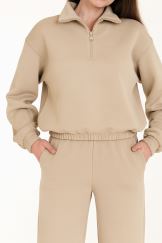 Світшот на блискавці з італійського трикотажу Latte Beige