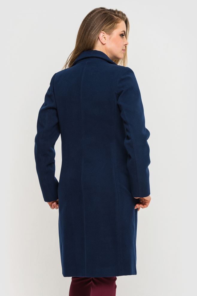 Пальто жіноче синє подовжене
