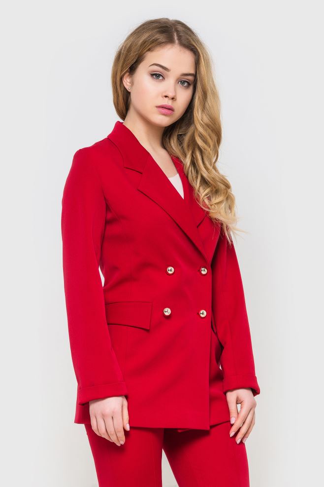 Жакет жіночий (піджак) червоний із золотими гудзиками