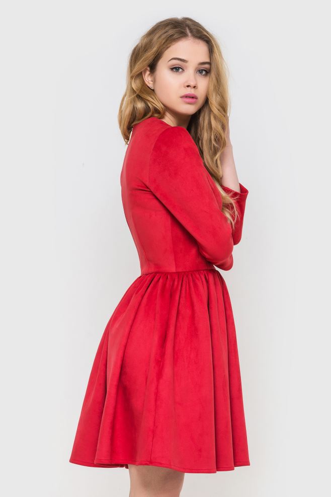 Жіноча сукня червона із замші