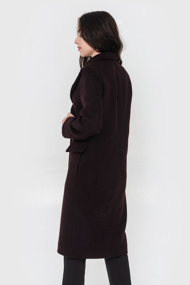 Марсало-чорне пальто на 2 ґудзики з італійської шерсті