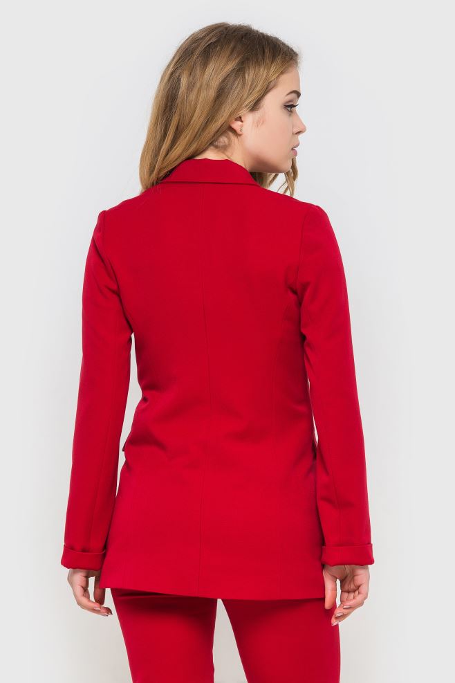 Жакет жіночий (піджак) червоний із червоними гудзиками