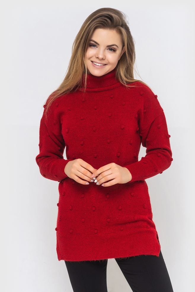 Червоний подовжений светр