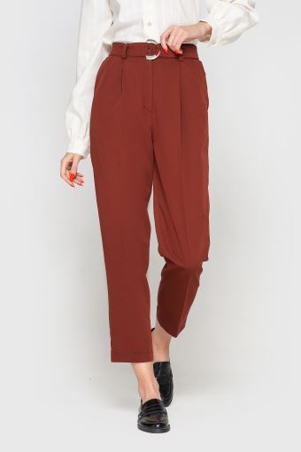 Теракотові штани з паском прямого крою