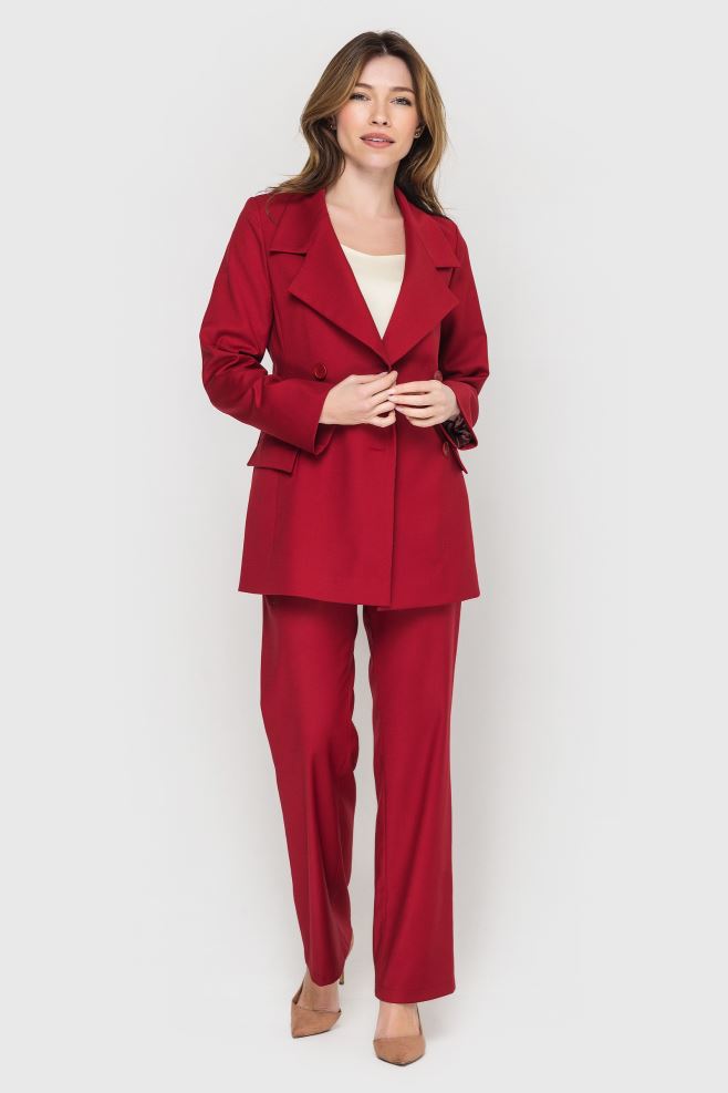 Червоні штани-кльош з італійської костюмної