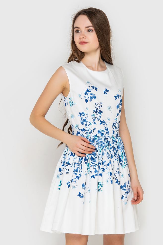 Сукня біла з квітами купоном з італійського котону Limited