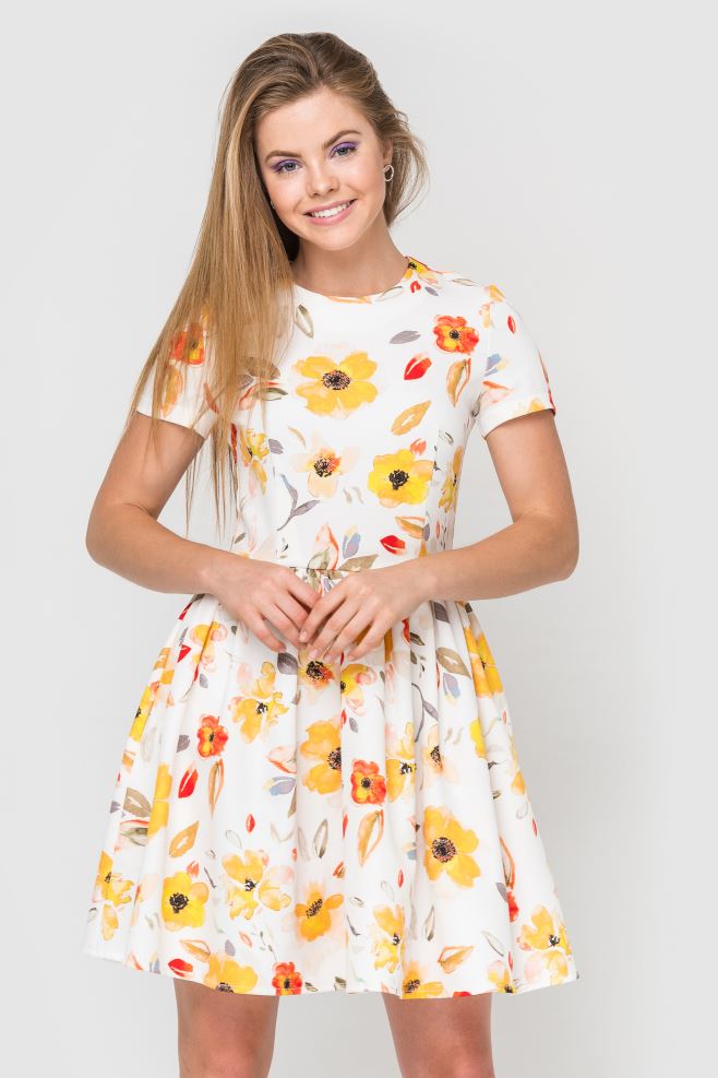 Сукня з коротким рукавом персикові квіти