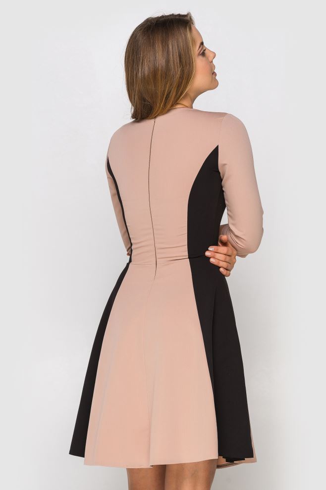 Чорно-бежева сукня міні