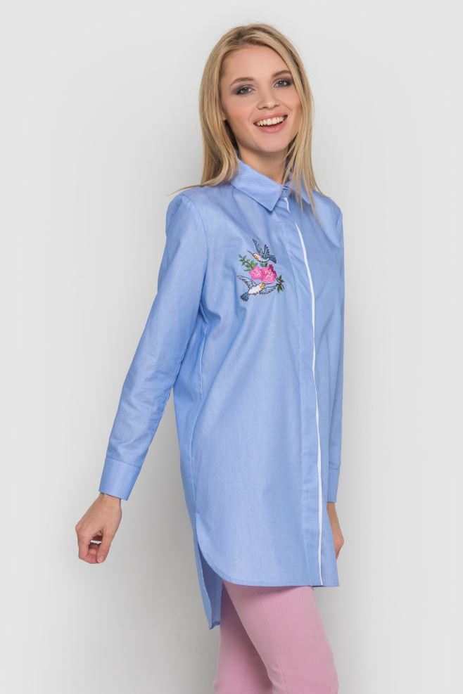 Блуза жіноча (блузка) асиметрична з вишивкою