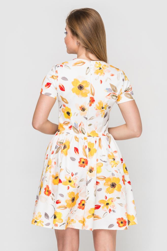 Сукня з коротким рукавом персикові квіти