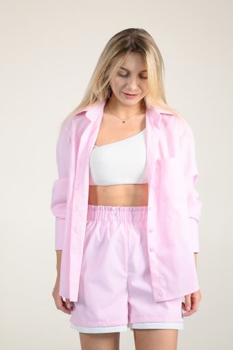 Шорти рожеві з білим з італійської бавовни