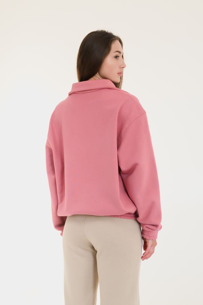 Світшот на блискавці з італійського трикотажу Powder Pink