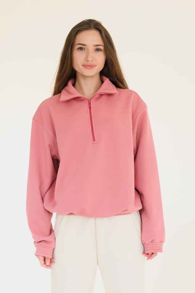 Світшот на блискавці з італійського трикотажу Powder Pink