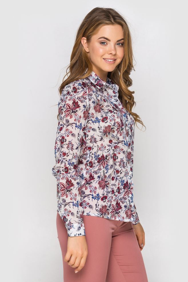 Блуза у бордо квіти
