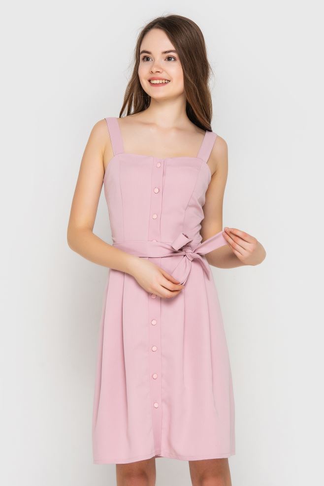 Сукня ніжно-рожева з гудзиками донизу